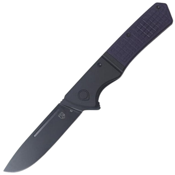 Se7en Plus Lizard Linerlock Black Aluminum & Purple G10 Folding D2 Steel Pocket Knife 240507PR