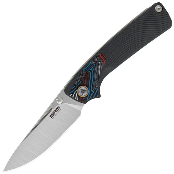 SRM Knives Dome 106M-GK Slip Joint Gray & Multi-Color G10 Folding 14C28N Knife 106MGK