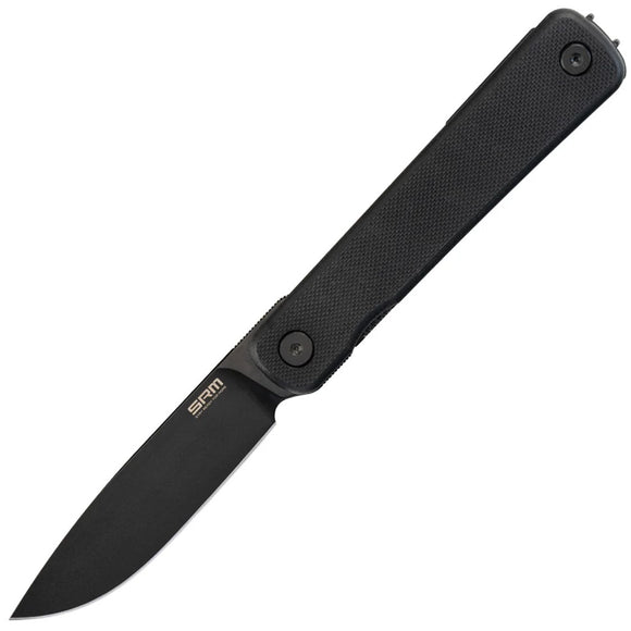 SRM Knives Palfrey 135L-GB Framelock Black G10 & Stainless Folding 14C28N Knife 135LGB