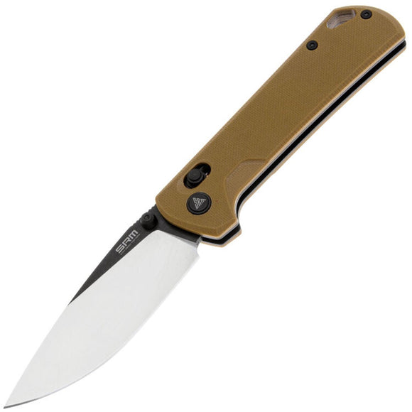 SRM Knives 168L-GW Ambi Lock Dark Earth G10 Folding D2 Steel Pocket Knife 168LGW