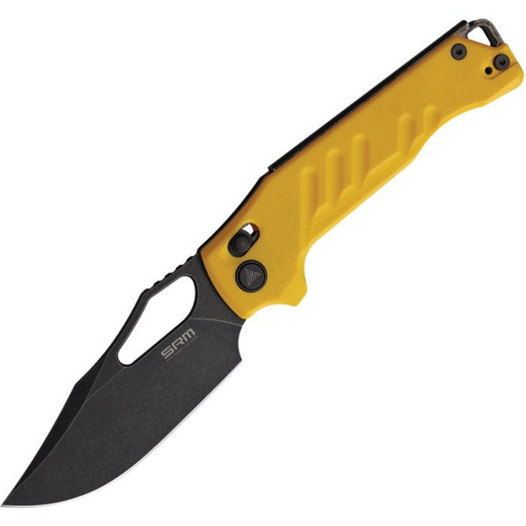 SRM Knives 283X-GY Ambi Lock Yellow G10 Folding D2 Steel Pocket Knife 238XGY