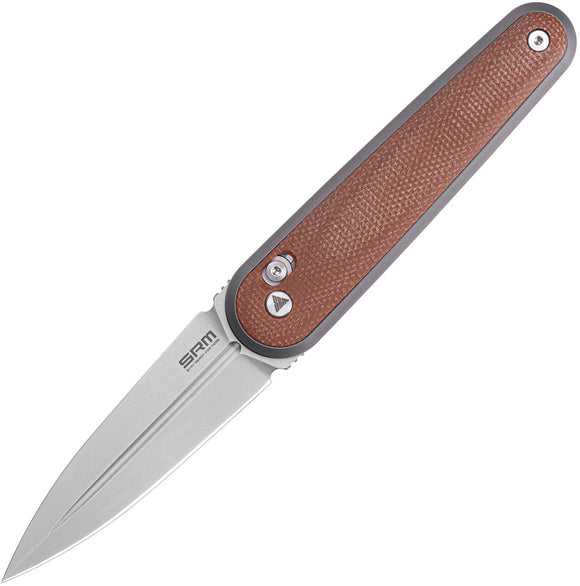 SRM Knives Twin 251MB-MN Ambi Lock Brown Micarta Folding N690 Knife 251MBMN