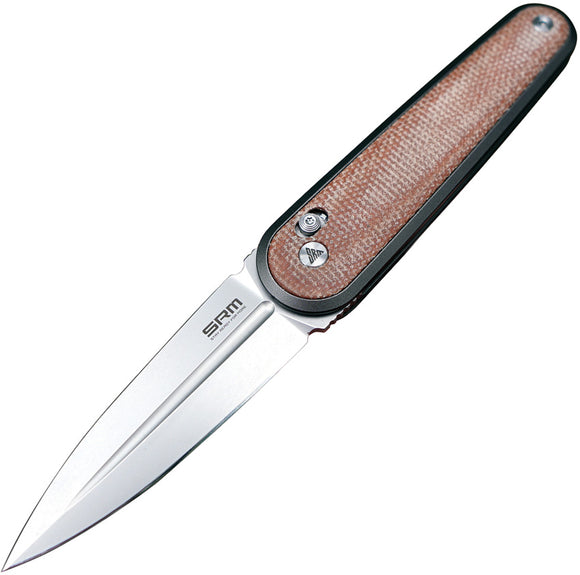 SRM Knives 251M-MN Ambi Lock Brown Micarta Folding N690 Pocket Knife 251MMN