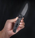 SRM Knives 255L-FB2 Ambi Lock Carbon Fiber Folding 140Cr Pocket Knife 255LFB2