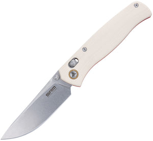 SRM Knives 255L-GT2 Ambi Lock White G10 Folding 10Cr15CoMoV Pocket Knife 255LGT2