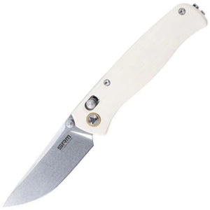 SRM Knives 255L-GK Ambi Lock White G10 Folding 10Cr15CoMoV Pocket Knife 255LGT