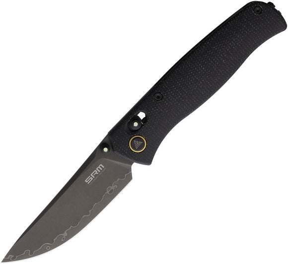 SRM Knives Medal 255L-MB2 Black Micarta Folding 140Cr Pocket Knife 255LMB2