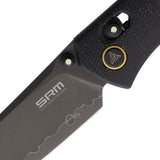 SRM Knives Medal 255L-MB2 Black Micarta Folding 140Cr Pocket Knife 255LMB2