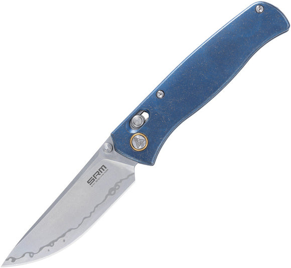 SRM Knives 255L-TE2 Ambi Lock Blue Titanium Folding 140Cr Pocket Knife 255LTE2