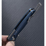 SRM Knives 255L-TE2 Ambi Lock Blue Titanium Folding 140Cr Pocket Knife 255LTE2