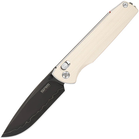 SRM Knives Terrier Ambi Lock White G10 Folding 140Cr Pocket Knife 258LGX2