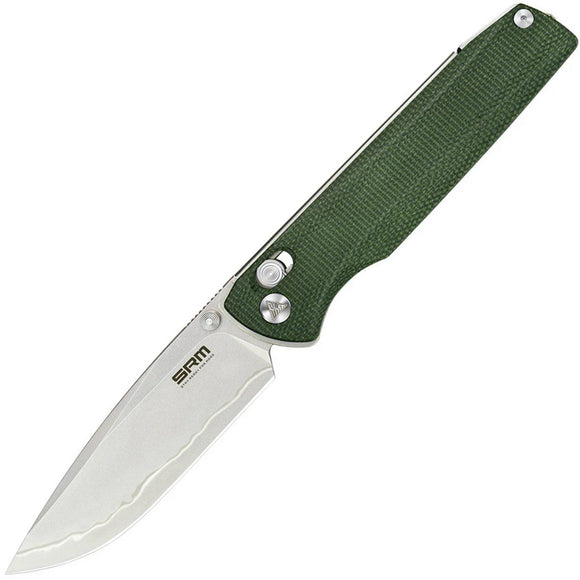 SRM Knives Terrier Ambi Lock Green Micarta Folding 140Cr Pocket Knife 258LMG2