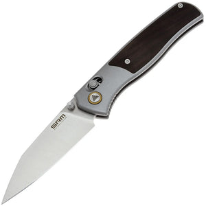 SRM Knives Medal 259L-AK Gray Aluminum & Ebony Wood Folding 14C28N Knife 259LAK