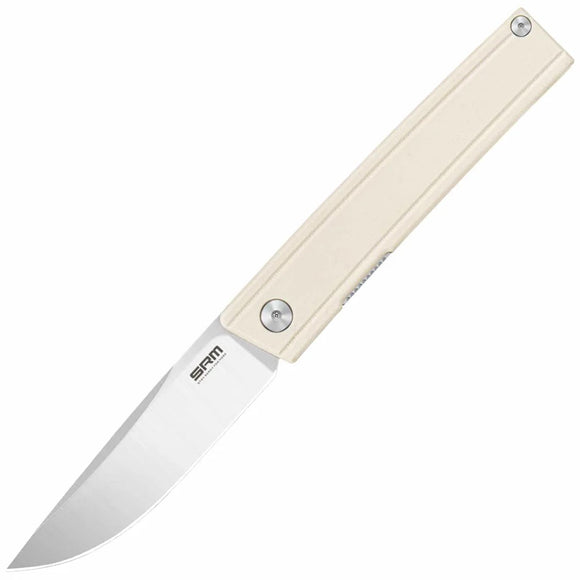 SRM Knives Gent 401LC-GT Linerlock White G10 Folding 10Cr15CoMoV Pocket Knife 401LCGT