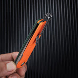 SRM Knives Qrick Linerlock Green & Orange G10 Folding 14C28N Knife 408LGX