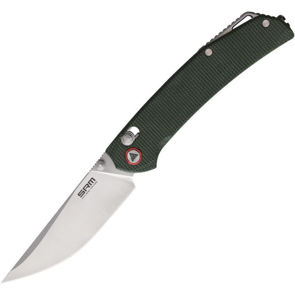 SRM Knives 411L-MN Ambi Lock OD Green Micarta Folding 14C28N Pocket Knife 411LMG