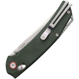 SRM Knives 411L-MN Ambi Lock OD Green Micarta Folding 14C28N Pocket Knife 411LMG