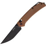 SRM Knives 411L-MN Ambi Lock Dark Earth Micarta Folding 14C28N Pocket Knife 411LMN