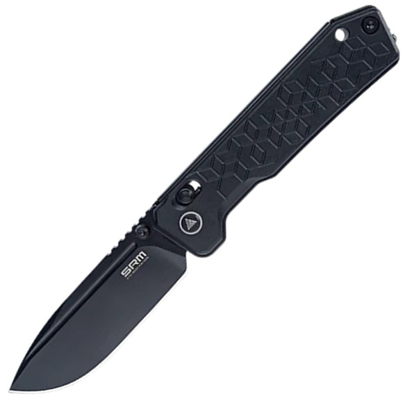 SRM Knives Rubik Ambi Lock Blackout Aluminum Folding 14C28N Pocket Knife 7228BAB