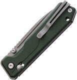 SRM Knives Rubik Ambi Lock Green Micarta Folding 14C28N Pocket Knife 7228BMG