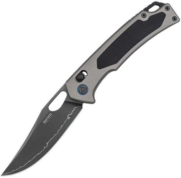 SRM Knives Retriever 9203-AK2 Ambi Lock Gray Aluminum & G10 Folding 140Cr Pocket Knife 9203AK2