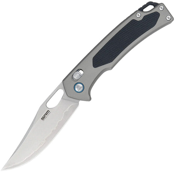 SRM Knives Retriever 9203-AK Ambi Lock Gray Aluminum & G10 Folding 140Cr Pocket Knife 9203AK