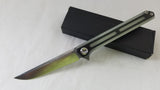 Stedemon C06 Jade G10/CF Linerlock Satin 440C Flipper Folding Pocket Knife C0605