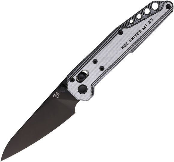 Stedemon NOC MT27 Axis Lock Black & White Micarta Folding M390 Knife MT27G1