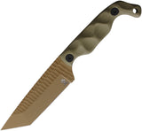 Stroup Knives Bravo 5 OD Green G10 Dark Earth 1095HC Tanto Fixed Blade Knife B5TODGFDECER