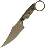 Stroup Knives HM1 OD Green G10 Dark Earth 1095HC Fixed Blade Knife w/ Sheath HM01ODFDECER