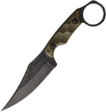 Stroup Knives HM1 OD Green G10 Acid Washed 1095HC Fixed Blade Knife w/ Sheath HM01ODG