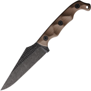 Stroup Knives TU2 Flat Dark Earth G10 1095HC Fixed Blade Knife w/ Sheath TU2FDEG10