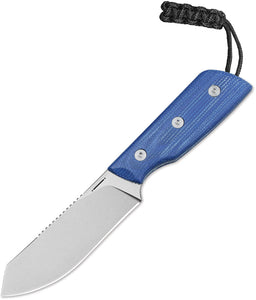 Straight Line EDC Digger Blue Canvas Micarta 14C28N Fixed Blade Knife w/ Sheath 8DGBC