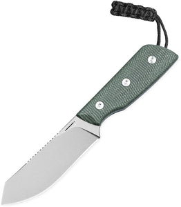 Straight Line EDC Digger Green Canvas Micarta 14C28N Fixed Blade Knife w/ Sheath 8DGGC