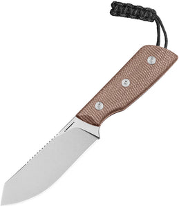Straight Line EDC Digger Natural Canvas Micarta 14C28N Fixed Blade Knife w/ Sheath 8DGNC