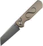 Straight Line EDC Rox Button Lock Brown Aluminum Folding M390 Pocket Knife 8RXATI