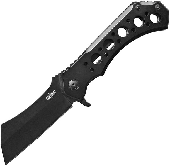 S-TEC Framelock Cleaver Black Stainless Folding Pocket Knife 004BKL