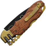 S-TEC Steampunk Spine Lock Wood Folding Stainless Pocket Knife 203162