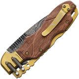 S-TEC Steampunk Spine Lock A/O Wood Folding Stainless Pocket Knife 203163
