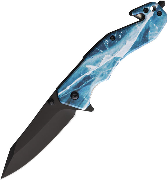 S-TEC Linerlock A/O Blue & Teal Folding Stainless Steel Pocket Knife T270194