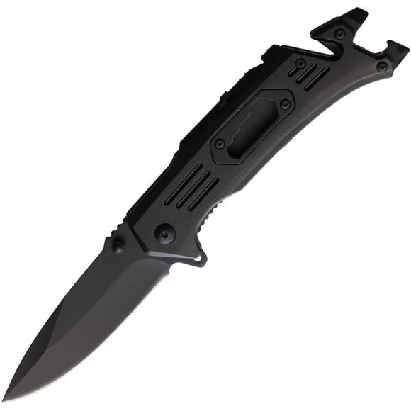 S-TEC Linerlock A/O Black Aluminum Folding Stainless Pocket Knife T2702BK