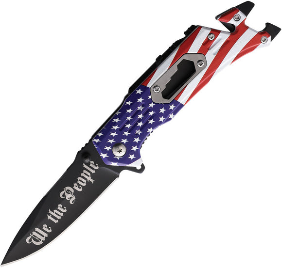 S-TEC American Flag Linerlock A/O Folding Stainless Pocket Knife 2702