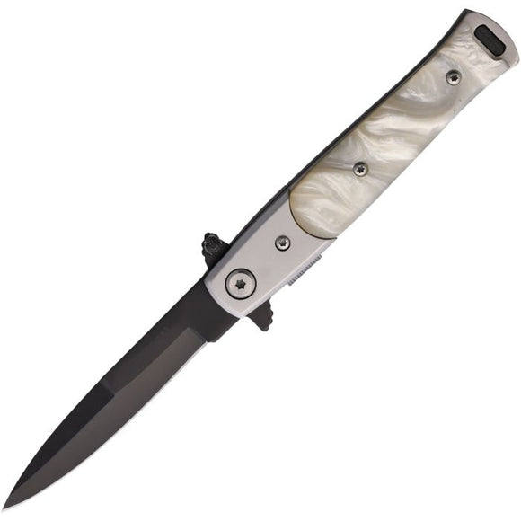 S-TEC Stiletto Style Linerlock White Acrylic Folding Stainless Pocket Knife 27108SL1