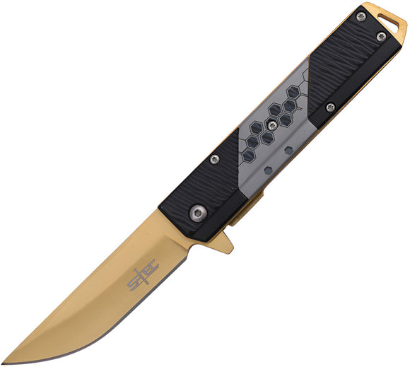 S-TEC Linerlock A/O Gold & Black Folding Stainless Pocket Knife 271279GD