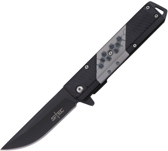 S-TEC Linerlock A/O Black Aluminum Folding Stainless Pocket Knife 271279SL