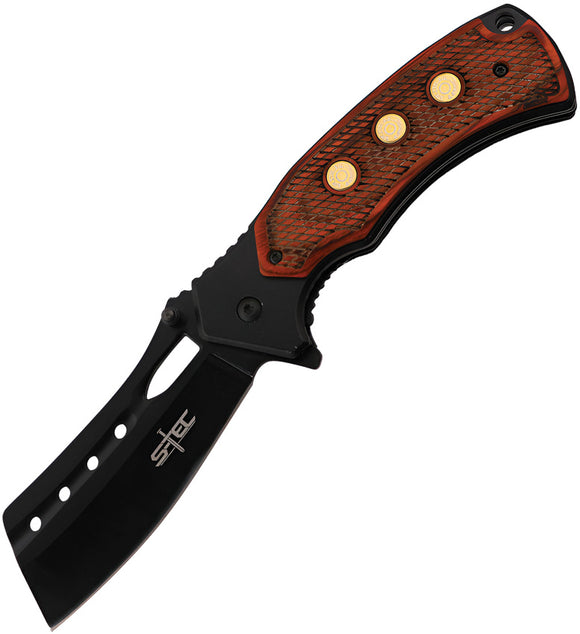 S-TEC Cleaver Linerlock A/O Brown Wood Folding Pocket Knife 271281