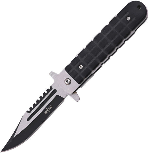 S-TEC Linerlock A/O Black Wood Folding Stainless Steel Pocket Knife 271282BK