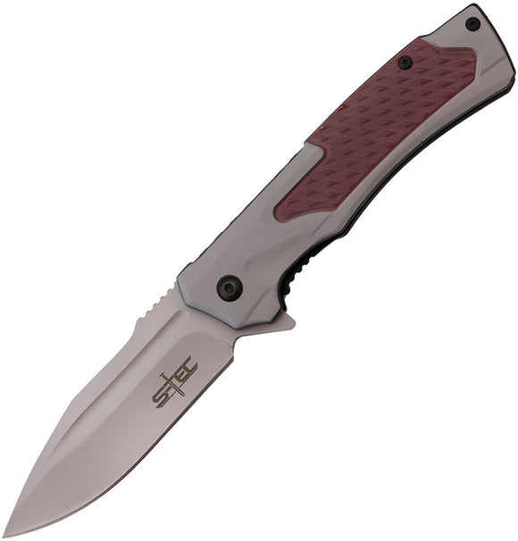 S-TEC Linerlock A/O Gray & Wood Folding Stainless Steel Pocket Knife 271285