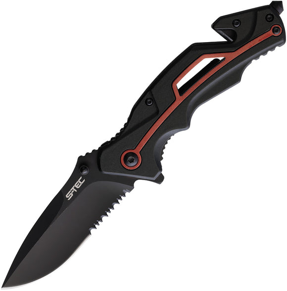 S-TEC Linerlock A/O Black & Red Folding Stainless Pocket Knife 271365RD