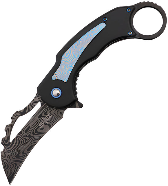 S-TEC Karambit Linerlock A/O Blue Aluminum Folding Pocket Knife 27208BL